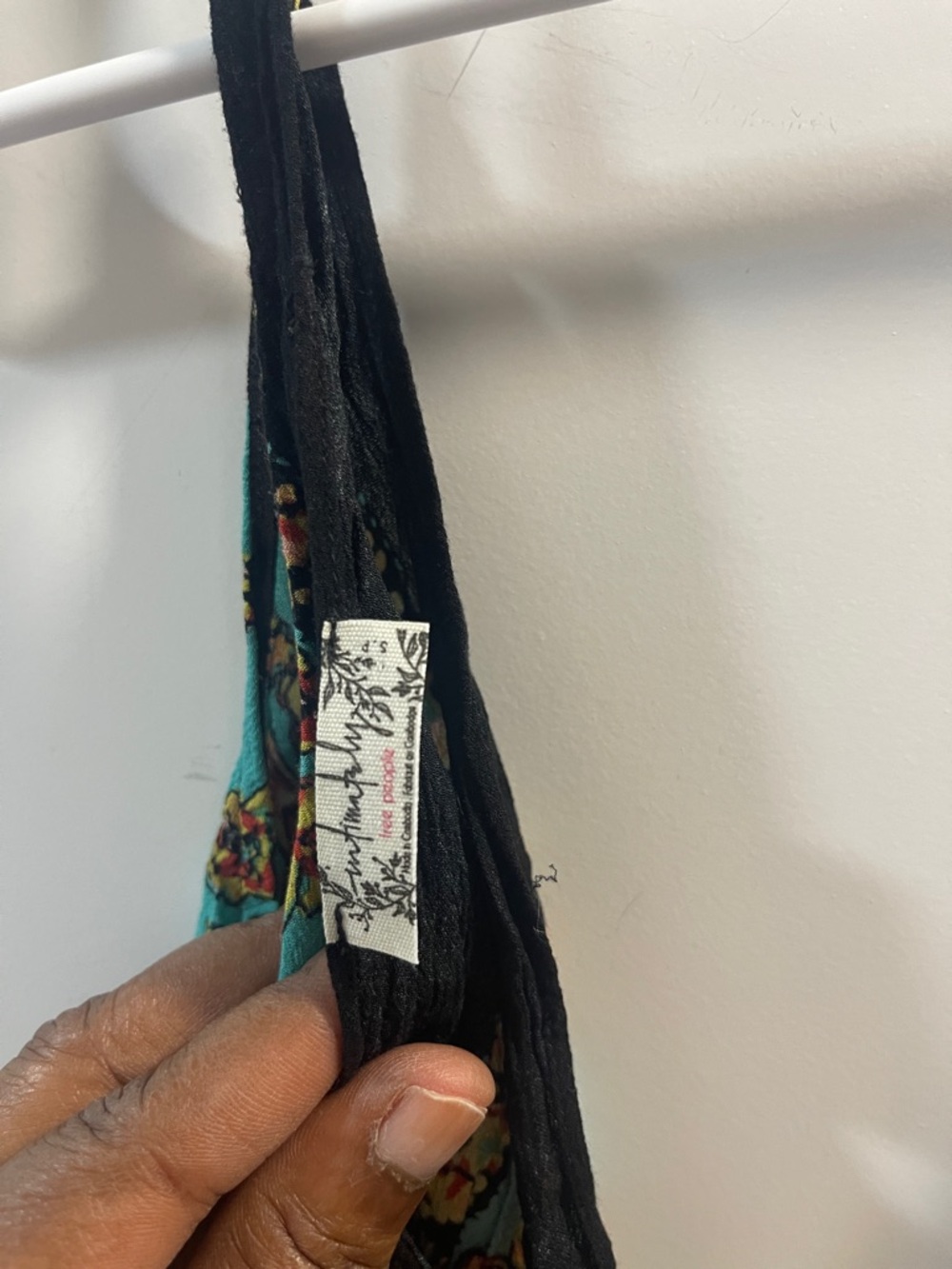 Free People Black & Teal Paisley Tie-Front Bodysuit - Picture 4 of 4